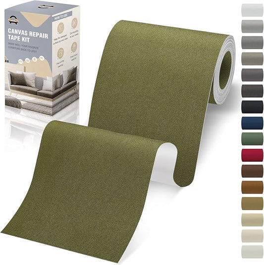 OAZ 4 x 79 inch Canvas Repair Patches Fabric Patch Self-Adhesive Canvas Repair Tape Waterproof Outdoor Gear Patch Kit for Boat Cover Awning Sofa Chair Couch Tent Bag (Green)