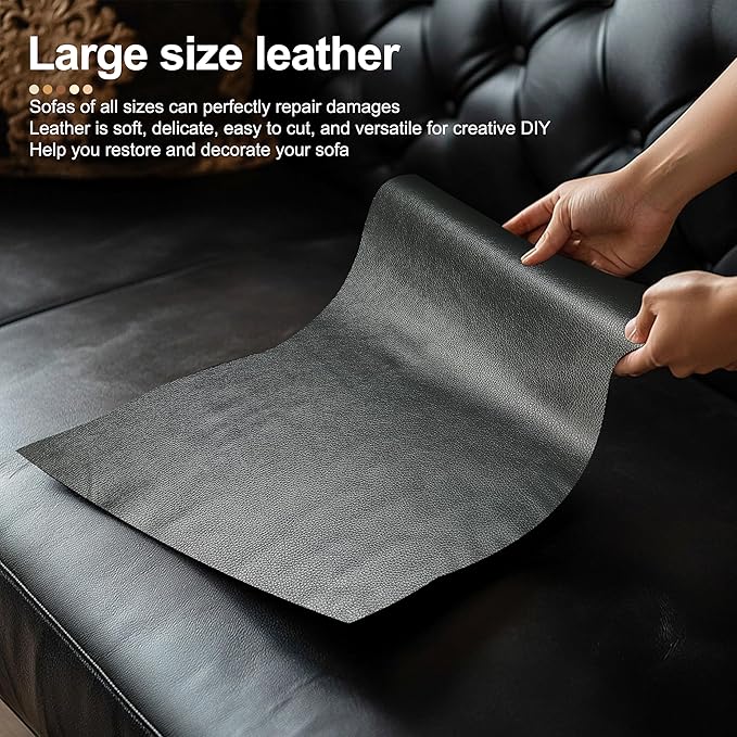 TIANLDD Leather Repair Tape,16 x 80 Inches Self Adhesive Leather Repair Patch，Leather Repair Kit for Furniture，Couches,Car Seats,Cabinets,Handbags(Dark Green-Litchi Grain)