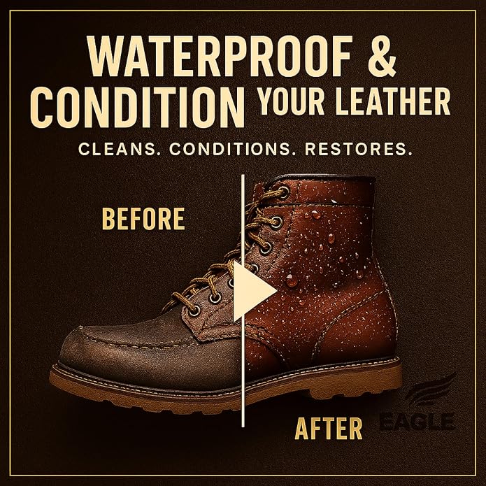 Leather Boot Care Kit – Mink Oil, Saddle Soap for Leather, Applicators & Cloth – Leather Care Kit, Boot Leather Care Kit, Leather Shoe Care Kit for Cowboy Boots, Work Boots, Shoes, and Tack