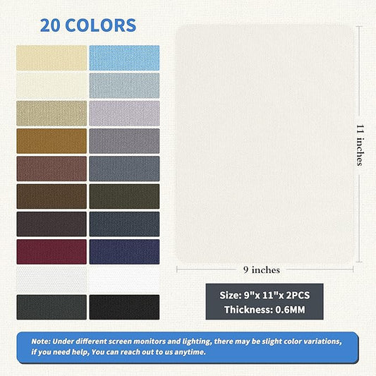KING MOUNTAIN Canvas Repair Patch 9 x11 Inch 2 Pcs Self-Adhesive Waterproof Fabric Patch for Sofas, Tents, Furniture,Tote Bags, Car Seats (Off White)