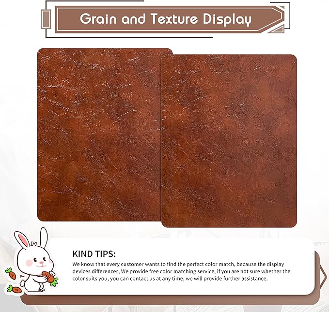 KING MOUNTAIN Leather Repair Patch,2 Packs 9 x 11 Inches self Adhesive Leather Repair Tape for Damaged Leather Furniture, Sofa Seating,Car Seats, Leather Goods（Brown）