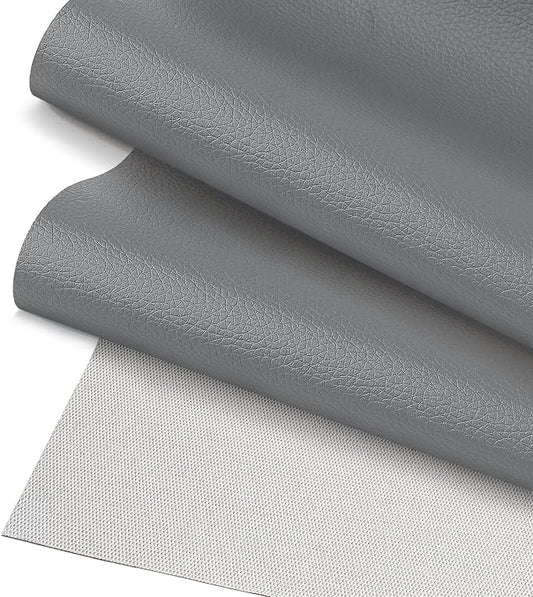 Gray Lychee Grain Faux Leather Fabric 39"x54" - Marine Grade Waterproof Vinyl Upholstery Fabric for Car Seats, Sofa & Durable DIY Crafts