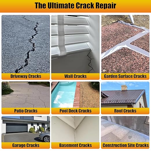 MOSAMNI Concrete Crack Filler, Self Leveling Cement Crack Sealant, Quick-Drying Sealing Adhesive Repair Sealer for Driveways, Sidewalks, Patios, Waterproof Outdoor Joint Caulking Glue, Gray