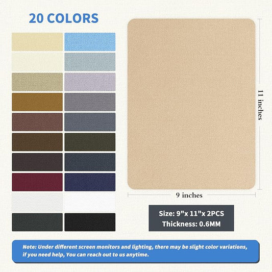 KING MOUNTAIN Canvas Repair Patch 9 x11 Inch 4 Pcs Self-Adhesive Waterproof Fabric Patch for Sofas, Tents, Furniture,Tote Bags, Car Seats (Khaki)