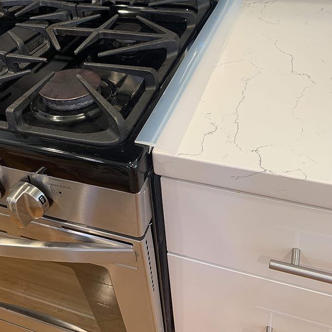 Gap Stopper® Pro - 21" White, Professional Grade, FDA Heavy 8.6 oz Silicone, Set of 2, Covers Gap between Stove & Countertops