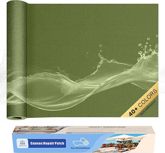 KING MOUNTAIN Canvas Repair Tape,Outdoor Gear Patch, 12×60 Inches,Waterproof,Self-Adhesive for Repairing Boat Covers,Sun Shades,Sofas,Tents,Lounge Chairs,Awnings (Grass Green)