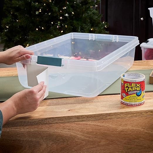 Flex Tape, Original Thick Flexible Rubberized Waterproof Tape - Seal and Patch Leaks, Works Underwater, Indoor Outdoor - Home RV Roof Plumbing and Pool Repairs, White, 4 in x 5 ft, Pack of 2