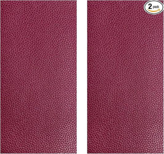 2 PCS Leather Repair Patch Tape, 4 x 8 Inch Waterproof PU Leather Repair Tape for Car Seat, Self-Adhesive Patch Kit for Repairing Couch Chairs Furniture, Car Accessories (Wine Red)