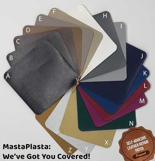 MastaPlasta Original Self-Adhesive Leather Patches for Furniture Repair - Gray 11" x 8" (28 x 20 cm). Upholstery-Quality Patch for Leather Chair, Leather Patch for Car Seat Repair