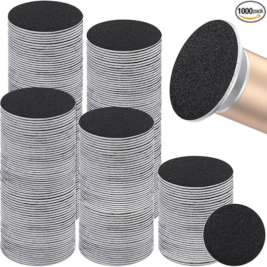 Gisafai 1000 Pcs Replaceable Sandpaper Refill Discs Bulk 180 Grit Replacement Sandpaper Pad Discs for Electric Foot File Callus Remover Black Tool Foot File Disks for Cracked Heels Dead Skin