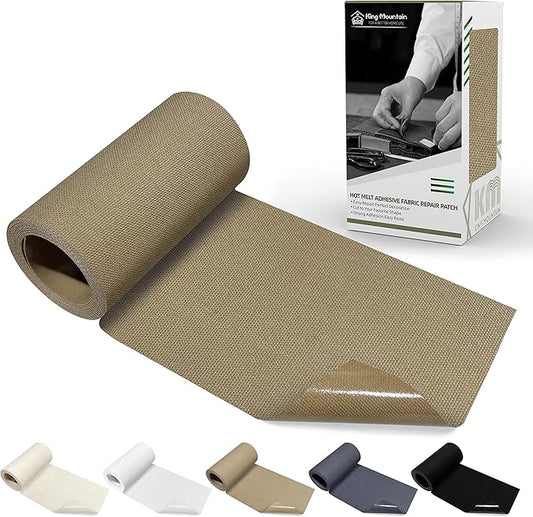 KING MOUNTAIN Canvas Iron on Patch,3"×60",Waterproof 100% Cotton Fabric Repair Patch,Used for Various Sofa,Tent,Clothes,Seats,Suitcases (Light Brown)