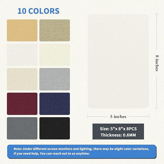 KING MOUNTAIN Canvas Repair Patch 5×8 Inch 8 Pcs Self-Adhesive Waterproof Fabric Patch for Sofas, Tents, Furniture,Tote Bags, Car Seats (Off White)