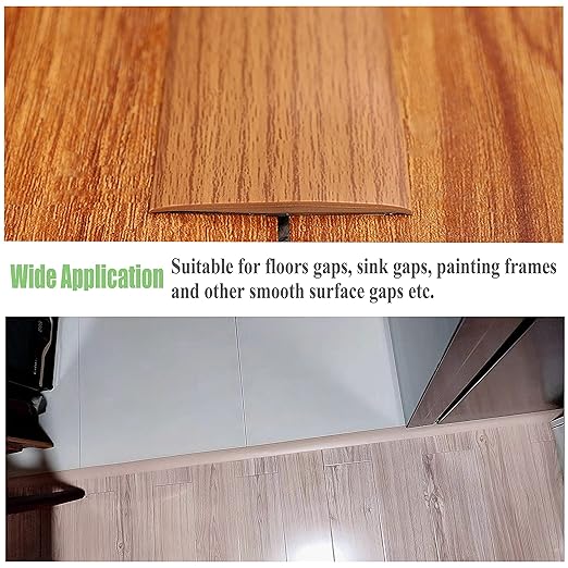 Floor Transition Strip Self-Adhesive Cover Strips Threshold Repair Floor Gap Vinyl Flooring Transitions Laminate Floor Flat Divider Strip Minimalism Oak Wood Grain Design 6.6FT (4cm, Light Brown)