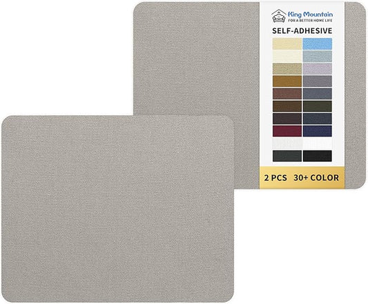 KING MOUNTAIN Canvas Repair Patch 9 x11 Inch 2 Pcs Self-Adhesive Waterproof Fabric Patch for Sofas, Tents, Furniture,Tote Bags, Car Seats (Light Grey)