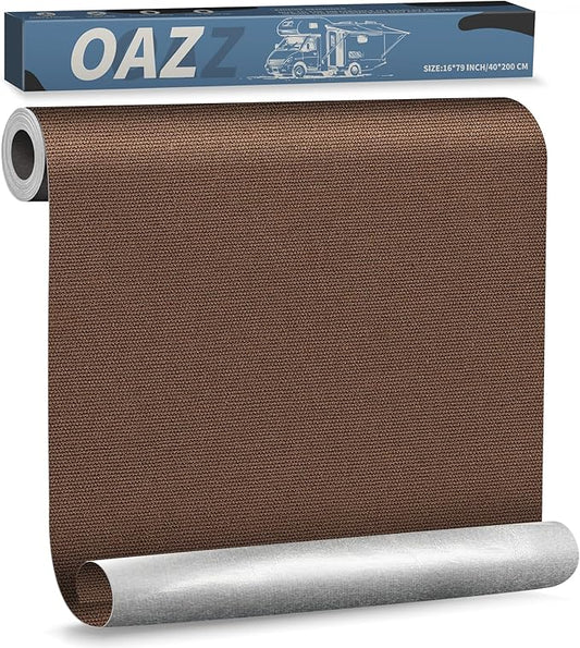 OAZ 16 x 79 inch Canvas Repair Patches Canvas Fabric Patch Self-Adhesive Fabric Repair Tape Waterproof Outdoor Gear Patch Kit for Boat Cover Awning Sofa Chair Couch Tent Bag (Dark Brown)