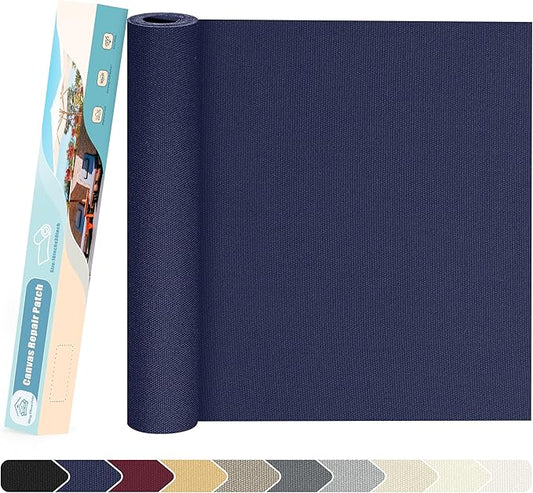 KING MOUNTAIN Canvas Repair Patch 16×30 Inch Self-Adhesive Waterproof Fabric Patch for Sofas, Tents, Furniture,Tote Bags, Car Seats (Dark Blue)
