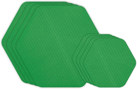 GEAR AID Tenacious Tape Hex – 2.5” & 1.5” Repair Patches (8 Patches: Four 2.5” & Four 1.5”, Green) – Peel-and-Stick Outdoor Nylon Fabric to Fix Holes and Burns in Down Jackets, Rain Gear and Tents