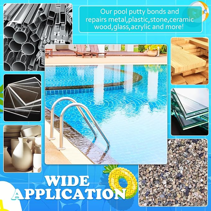Pool Putty - 12oz 2 Part Epoxy Putty Clay - Pool Leak Repair kit Underwater, Under & Above Water Plaster for Pool, Leak/Crack Fix for Tile Fiberglass Concrete Cement & Other Surfaces