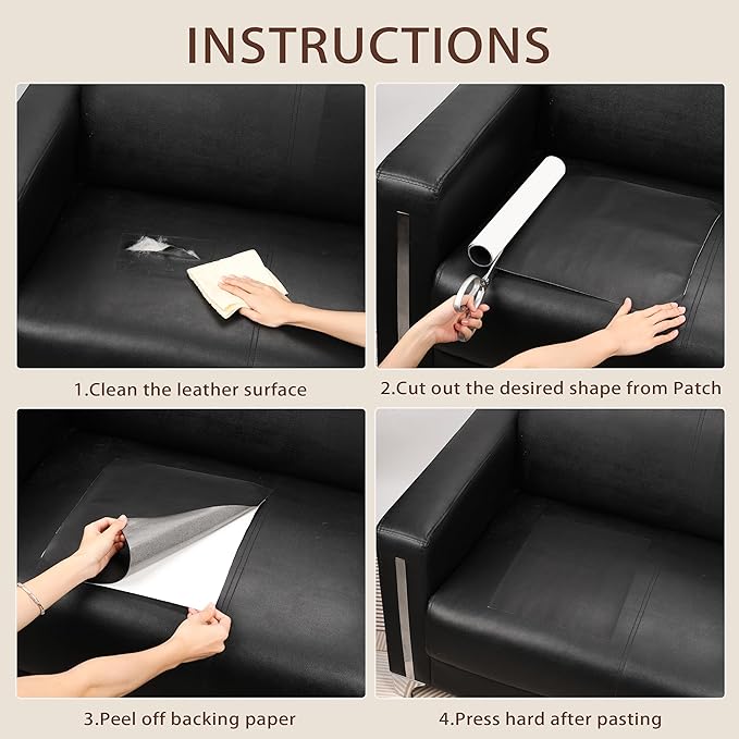 JDLUGH Sofa Leather Repair Patch Tape, Large Self Adhesive Couch, Car Seat, Office Chair, Leather Furniture, Vinyl Repair Patch Kit for Furniture (15x60 Inch, Brown 2.0)