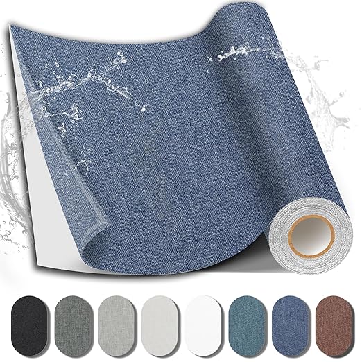 Fabric Repair Patch, Fabric Large Repair Tape, Self-Adhesive Patches for Furniture, Sofa, Car Interior, Shoes, Hand Bag, Clothing (Dark Blue, 3.5X79 Inch)