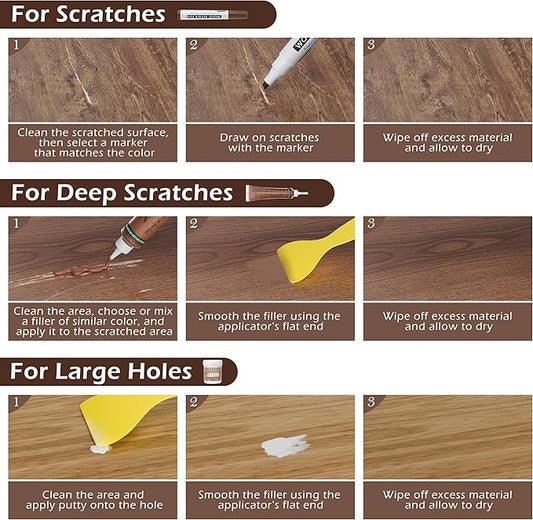 Oriflame Wood Furniture Repair Kit: 12-Color Filler and 8-Color Markers - Wood Touch Up for Scratches/Cracks/Holes/Stains in Floors/Table/Cabinets(Hardwood/Laminate) (Colorful)