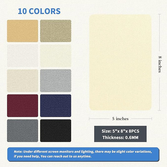 KING MOUNTAIN Canvas Repair Patch 5×8 Inch 8 Pcs Self-Adhesive Waterproof Fabric Patch for Sofas, Tents, Furniture,Tote Bags, Car Seats (Beige1.0)