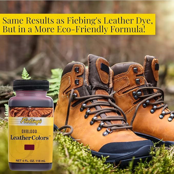 Fiebing's LeatherColors (4 Fl Oz, Oxblood) - Leather Dye for Natural Leather - Water-Based, Non-Flammable Formula - Permanent & Penetrating Color for Shoes, Boots, Furniture - Safe for Institution Use