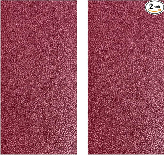 2 PCS Leather Repair Patch Tape, 4 x 8 Inch PU Vinyl Repair Patches for Car Upholstery Seat, Waterproof Self Adhesive Leather Tape Repair Kit for Furniture Couches Chairs (Wine Red)