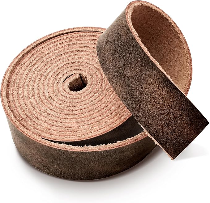 Genuine Full Grain Leather Strip, 1 Inch Wide x 79 Inches Long, 2.2mm Thick Oil Tanned Cowhide Leather Strap for DIY Craft Projects, Tooling, Belts, Knife Sheath, Gardening Tools – Dark Brown