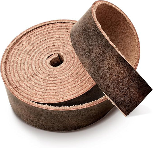 Genuine Full Grain Leather Strip, 1 Inch Wide x 79 Inches Long, 2.2mm Thick Oil Tanned Cowhide Leather Strap for DIY Craft Projects, Tooling, Belts, Knife Sheath, Gardening Tools – Dark Brown