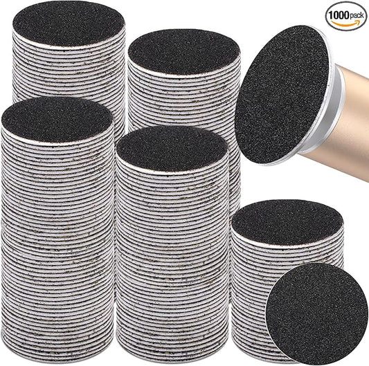 Gisafai 1000 Pcs Replaceable Sandpaper Refill Discs Bulk 100 Grit Replacement Sandpaper Pad Discs for Electric Foot File Callus Remover Black Tool Foot File Disks for Men Women Cracked Heels Dead Skin