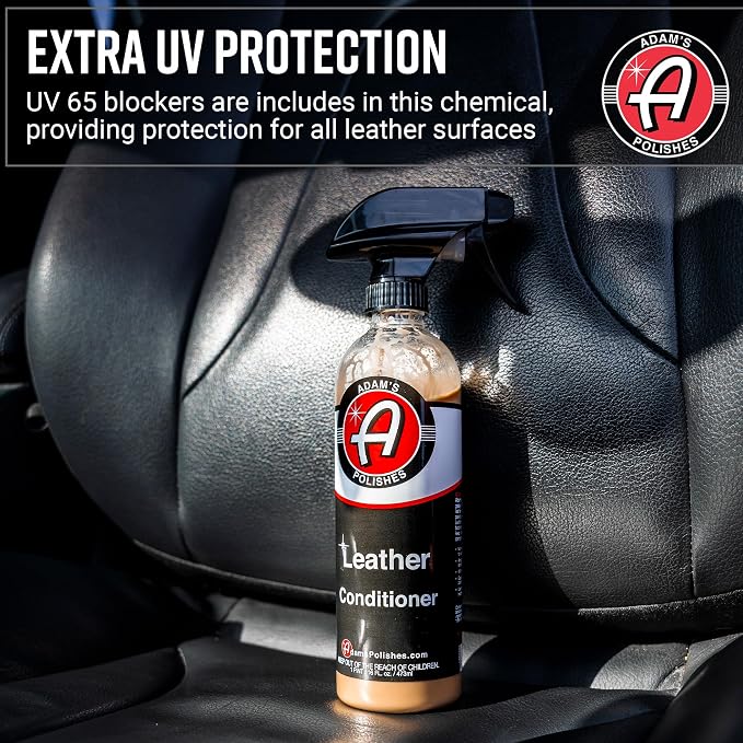 Adam's Polishes Leather Conditioner 16oz - Conditions Leather, Vinyl, and Plastic Interior Surfaces - Contains Premium UV Blockers for SPF 65 Protection - Long Lasting Protection