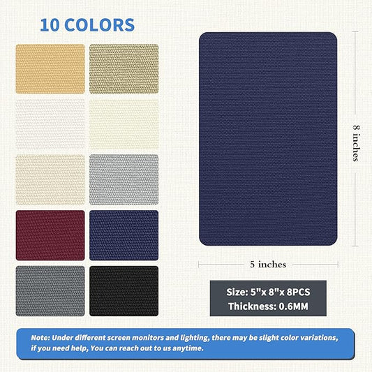 KING MOUNTAIN Canvas Repair Patch 5×8 Inch 8 Pcs Self-Adhesive Waterproof Fabric Patch for Sofas, Tents, Furniture,Tote Bags, Car Seats (Dark Blue)