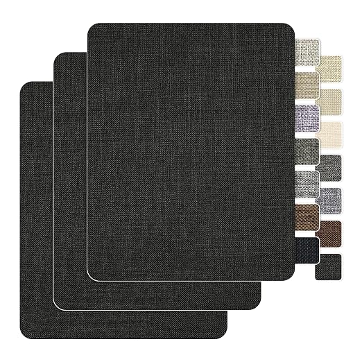 BESEZX Linen Fabric Repair Patch，3 PCS 9 * 11 Inch Self-Adhesive Couch Fabric Patch for Furniture, Sofa, Chair, Upholstery.(Fine，Black