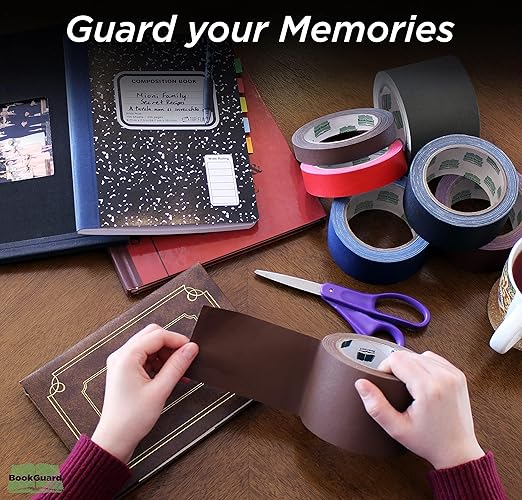 BookGuard 1-1/2 Inch Vinyl-Coated Cotton Cloth Bookbinding Repair Tape, 15 Yard Roll, Light Brown