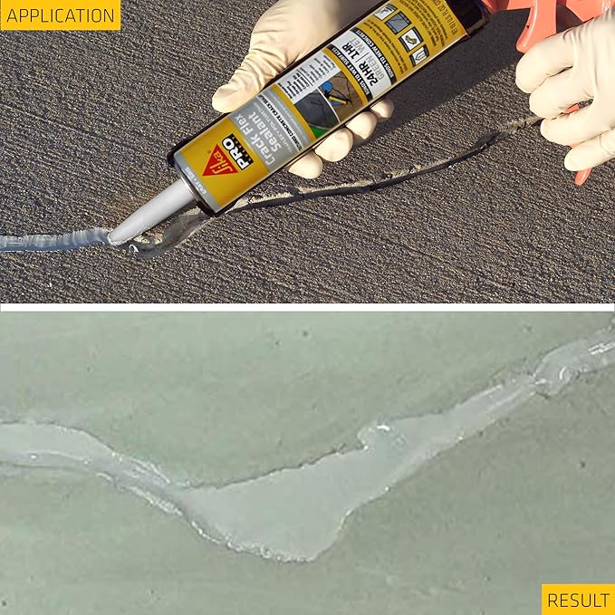 SIKA Sikaflex Crack Flex Sealant, Gray, High-Performance Textured Polyurethane, Self-Leveling, Waterproof Sealant for Horizontal Cracks Up to 1 in Wide, 10.1 fl oz,