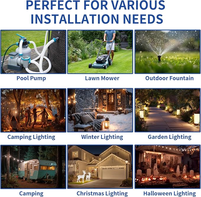 3 Pack Outdoor Extension Cord Safety Cover with Waterproof Seal IP54 Water-Resistant, Weatherproof Electrical Connection Box with 2 Latches, Plug, Socket, Holiday Decoration Light, White