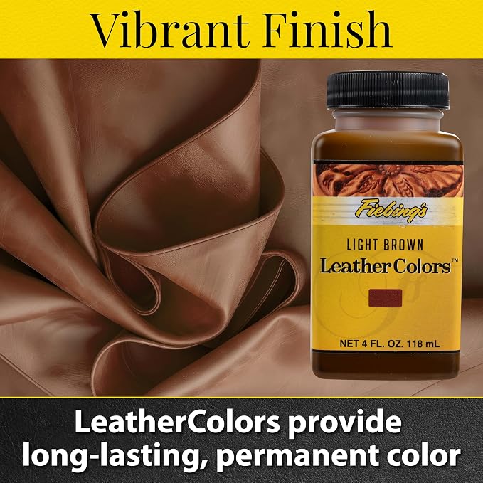 Fiebing's LeatherColors (4 Fl Oz, Light Brown) - Leather Dye for Leather - Water-Based, Non-Flammable Formula - Permanent & Penetrating Color for Shoes, Boots, Furniture - Safe for Institution Use