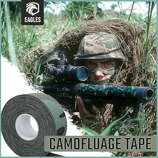 EAGLES Camo Tape Hockey Tape Multipurpose Cloth Tape Roll for Lacrosse Baseball & Softball Bats, Rackets, Pullup Bars, Handle Gardening Tools, Over Grip - Non-Reflective Camouflage Wrap