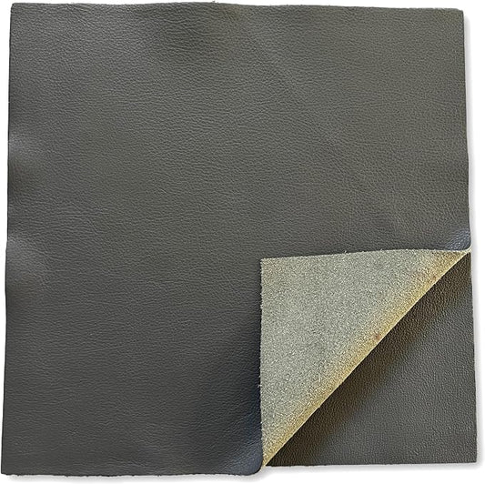 Natural Grain Cow Leathers: 12'' x 12'' Pre-Cut Leather Pieces (Gray, 3 Pieces)