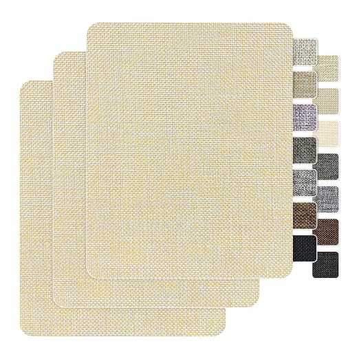 BESEZX Linen Fabric Repair Patch，3 PCS 9 * 11 Inch Self-Adhesive Couch Fabric Patch for Furniture, Sofa, Chair, Upholstery. (Coarse,Beige)
