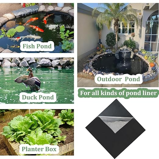 Pond Liner Seam Tape Single Sided, Waterproof Pond Repair Kit Butyl Rubber for EPDM PVC Outdoor Pond Liner Leak Repair Long-Lasting Easy to Apply