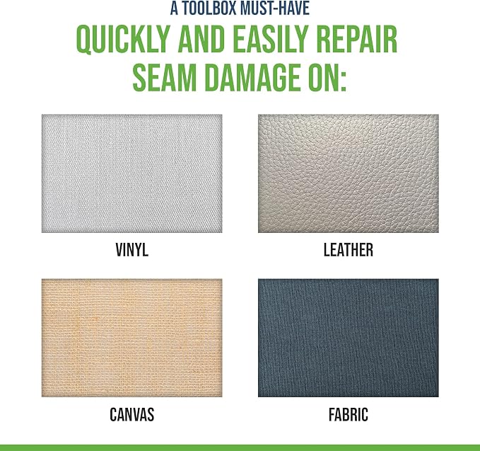 Finyl Fix Seam Stitch Repair Kit | Restore Seam Damage on Vinyl, Fabric, Leather, Heavy Canvas on Car/Boat Seats, Furniture, Clothes | Vinyl Repair Kit, Sewing Kit with Black & White Thread