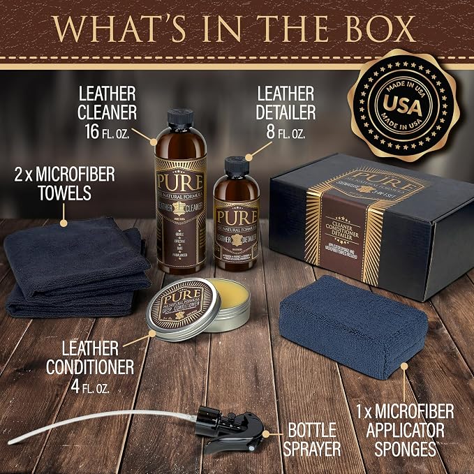 Shop Square Pure Beeswax Leather Care Kit — Natural Cleaner, Conditioner & Detailer for Jackets, Boots, Handbags & Designer Leather | Tea Tree + Beef Tallow Formula | Made in USA
