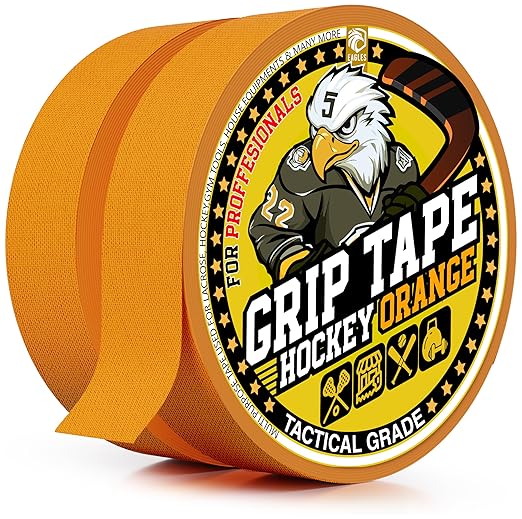 EAGLES Hockey Tape Multipurpose Cloth Tape Roll for Lacrosse Baseball & Softball Bats, Rackets, Pullup Bars, Gardening Tools, Easy Tear Over Grip - Multi Sport Handle Tape - Sports Gift (Orange)