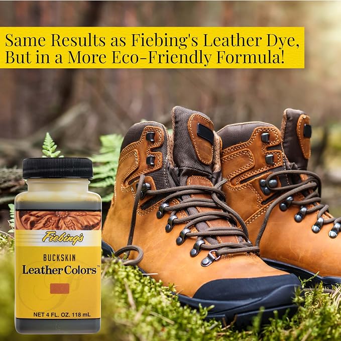 Fiebing's LeatherColors (4 Fl Oz, Buckskin) - Leather Dye for Natural Leather - Water-Based, Non-Flammable Formula - Permanent & Penetrating Color for Shoes, Boots, Furniture - Safe for Institutions
