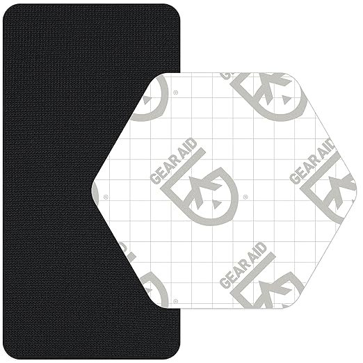 GEAR AID Tenacious Tape Gore-TEX Fabric Patches for Waterproof Jacket & Rain Gear Repair, Black, 2.5” x 2.8” Hex & 2.5” x 4” Rectangle, 2 Patches