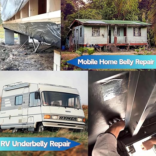 CHUANGSEED RV Underbelly Tape 8'' x 50Ft Flexible Waterproof Fabric Repair Tape, Thick Sealing Patch for Mobile Home Belly, Camper, Travel Trailer, Permanent Bottom Repair
