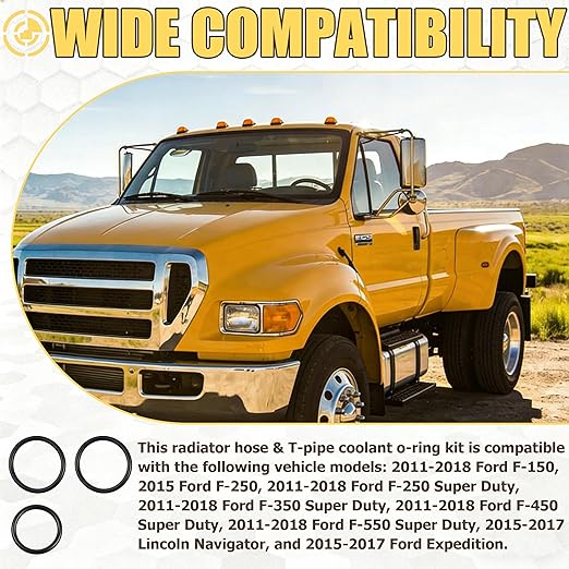 926-168 O-Ring Seal Set（3 Pack） Radiator Hose and T-Pipe Coolant Leak Repair Seal Set Compatible with Select Ford/Lincoln Models Replaces DR3Z-8566-A and BC3Z-8590-F