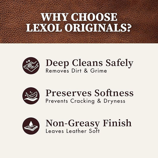 Leather Cleaner and Conditioner Kit by Lexol for Furniture Car Interiors Shoes Handbags, leather cleaner and conditioner two-step system with 2 sponges, 8 oz each